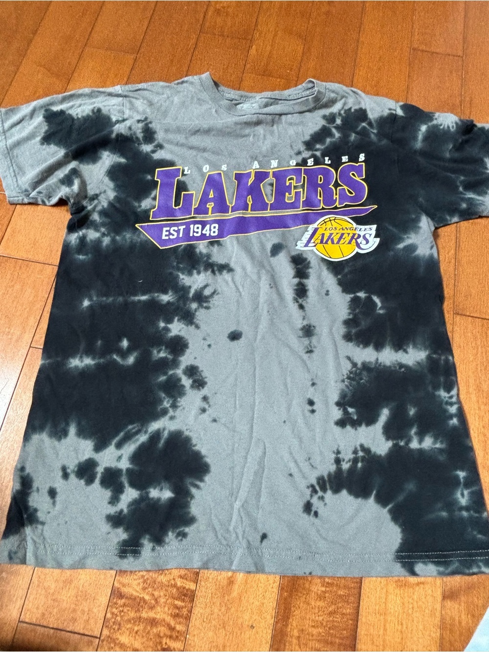 Ultra Game Los Angeles Lakers Men’s Medium Tie-Dye T-Shirt - Gray & Black